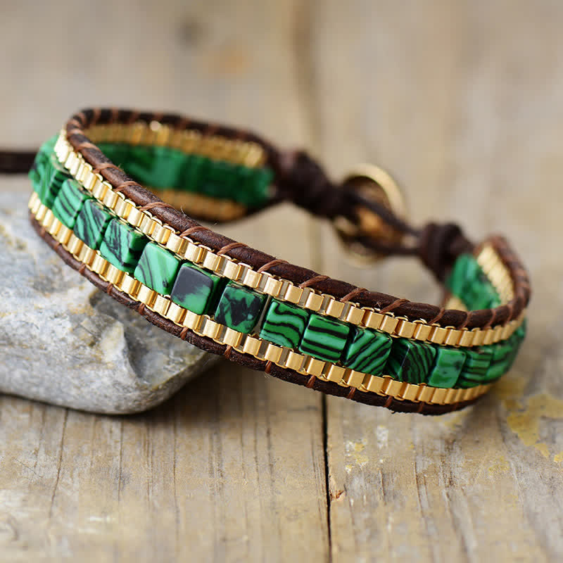 Modern Southwestern Style Square Turquoise Beaded Bracelet - Green - image 8