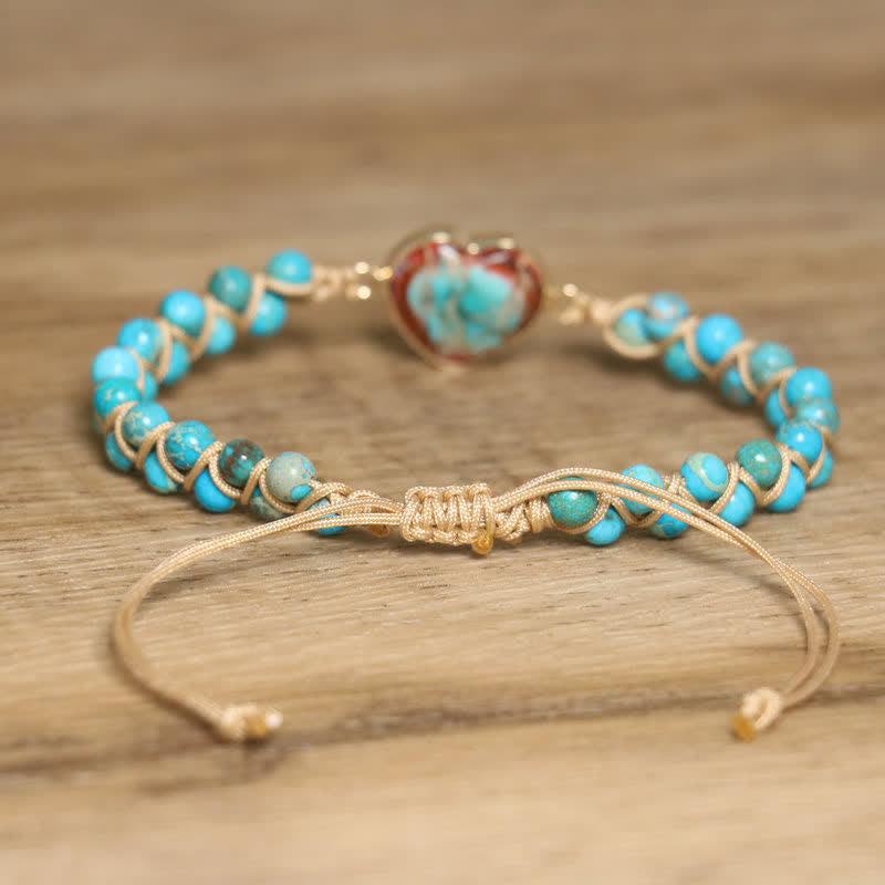 Heart Natural Stone Macrame Adjustable Love Bracelet - image 3