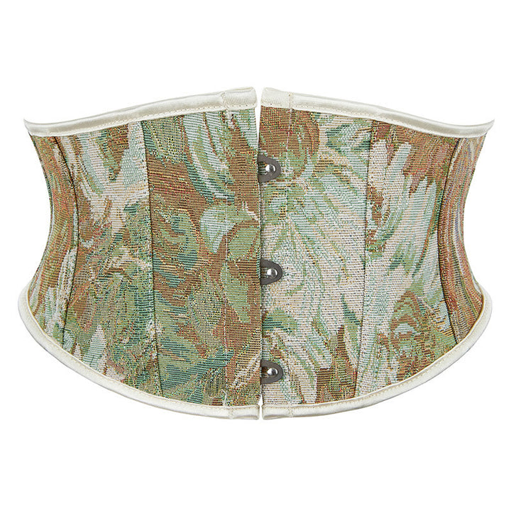 Retro Floral Jacquard Short Corset Fashion Outerwear for Daily & Party - Green - 2XL - image 3