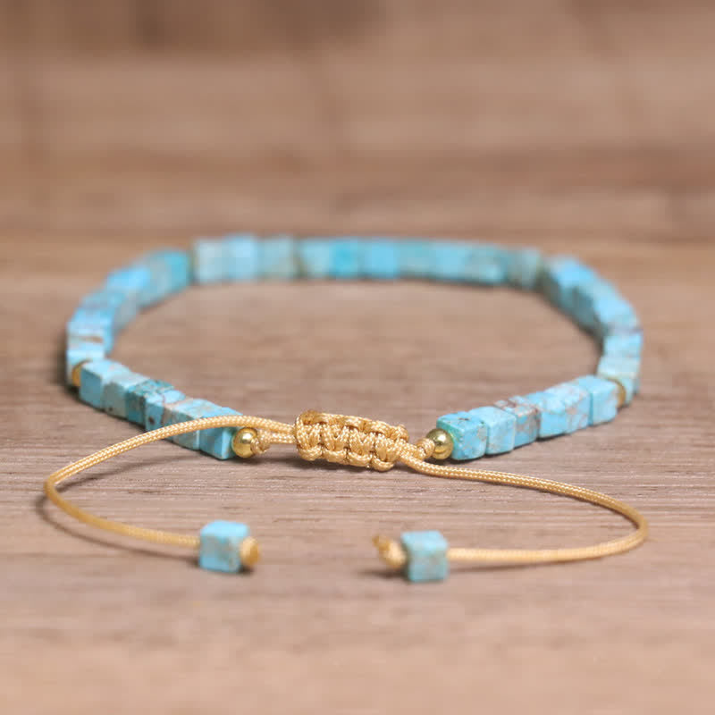 Calm & Good Luck Turquoise Square Beaded Bracelet - image 1