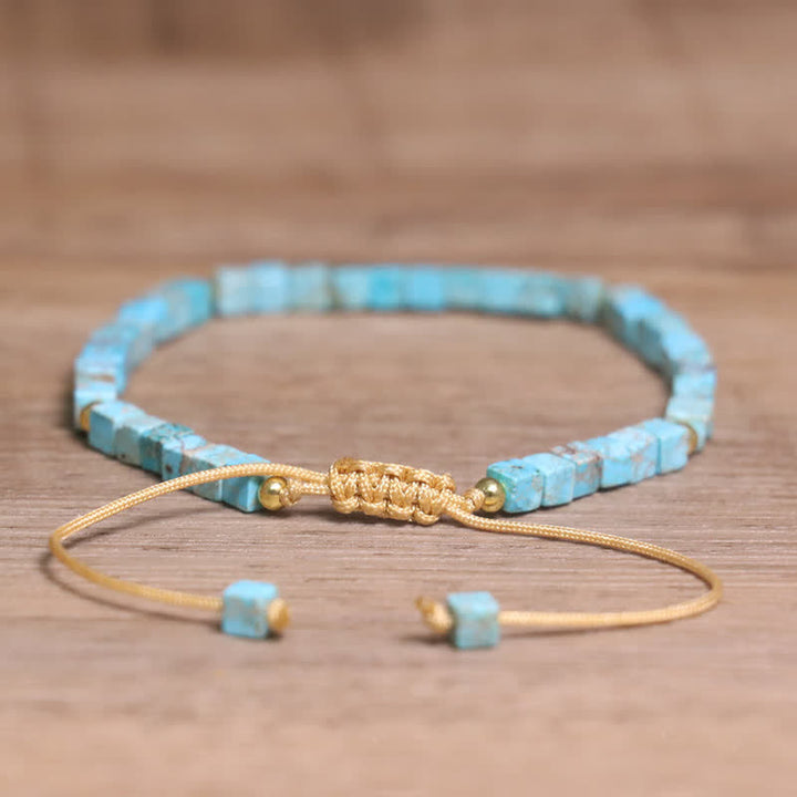 Calm & Good Luck Turquoise Square Beaded Bracelet - image 1