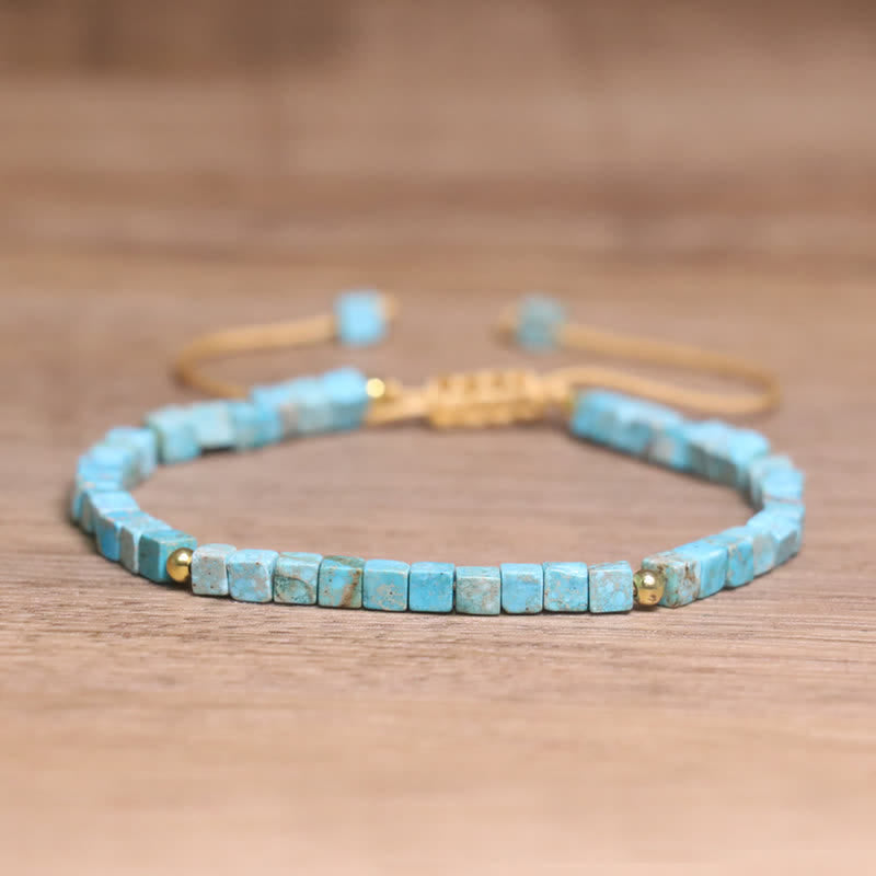 Calm & Good Luck Turquoise Square Beaded Bracelet - Light Turquoise - image 0