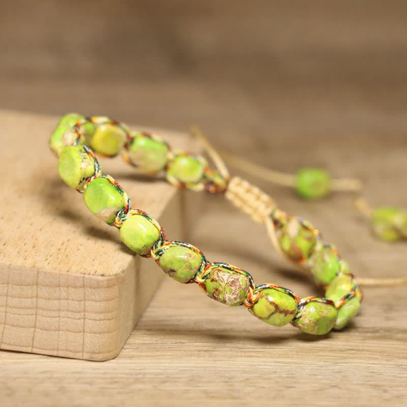 Colorful Turquoise Emperor Stone Adjustable Braided Rope Bracelet - image 21