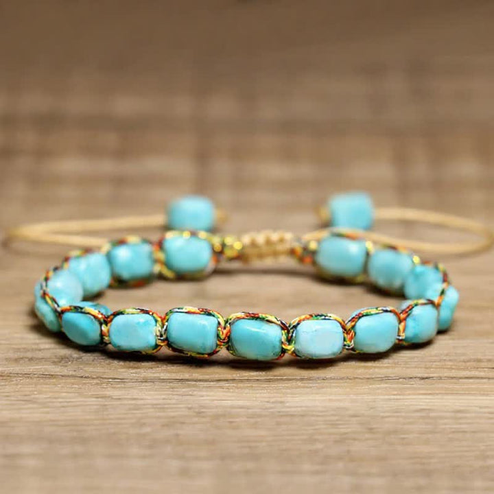 Colorful Turquoise Emperor Stone Adjustable Braided Rope Bracelet - Turquoise - image 0