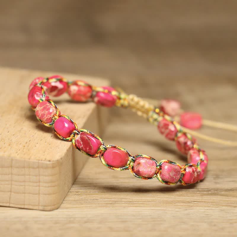 Colorful Turquoise Emperor Stone Adjustable Braided Rope Bracelet - image 11