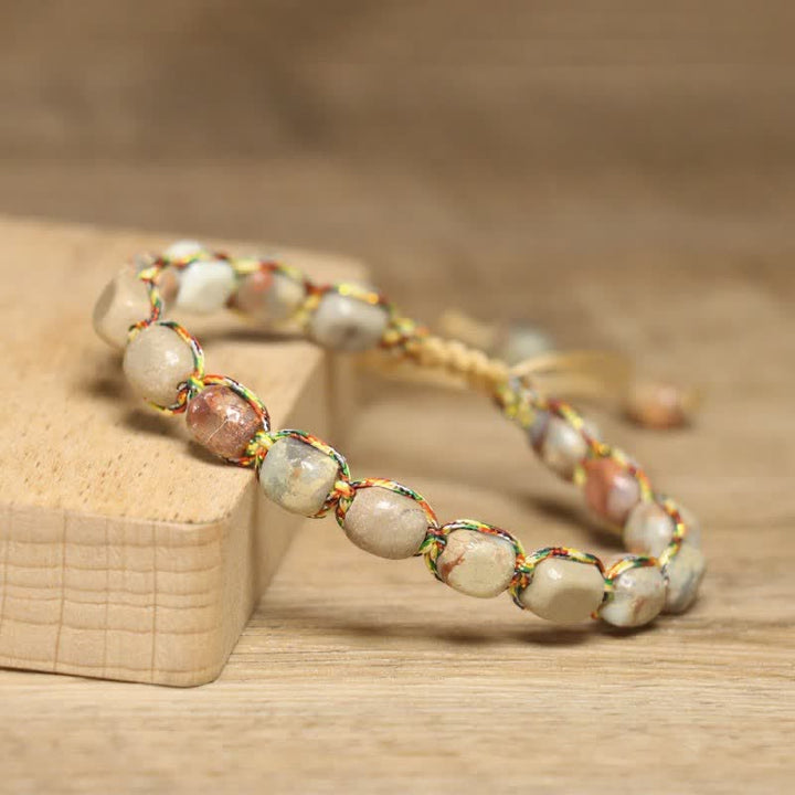 Colorful Turquoise Emperor Stone Adjustable Braided Rope Bracelet - image 9