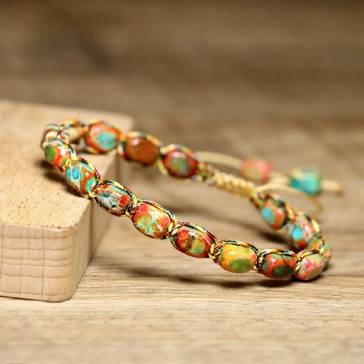 Colorful Turquoise Emperor Stone Adjustable Braided Rope Bracelet - image 17
