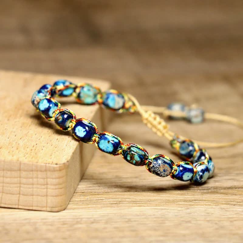 Colorful Turquoise Emperor Stone Adjustable Braided Rope Bracelet - image 13