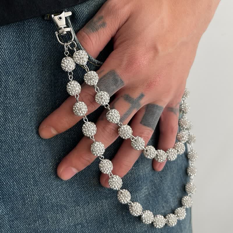 Iced Bling Ball Double Layer Diamond Pant Chain - image 5