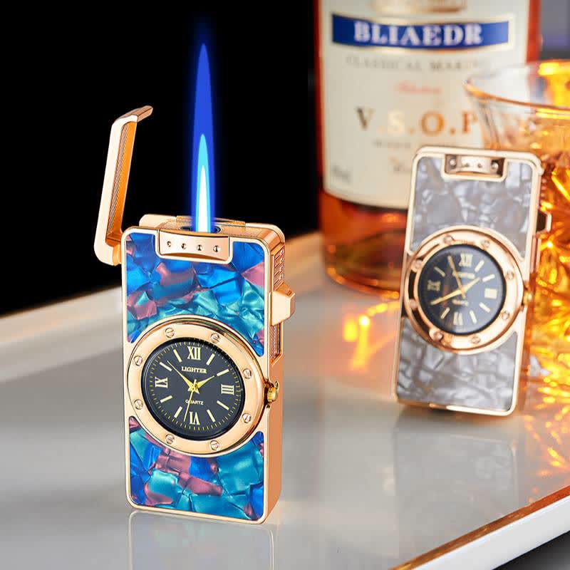 Time Flame Colorful Shells Butane Lighter With Clock - image 10