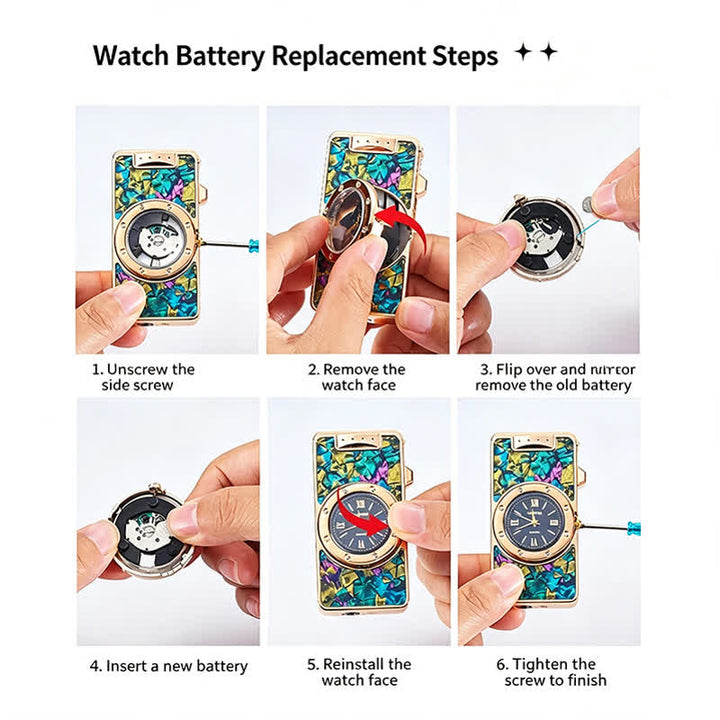 Time Flame Colorful Shells Butane Lighter With Clock - image 6