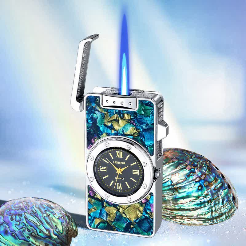 Time Flame Colorful Shells Butane Lighter With Clock - Deep-Sea - Silver - image 24