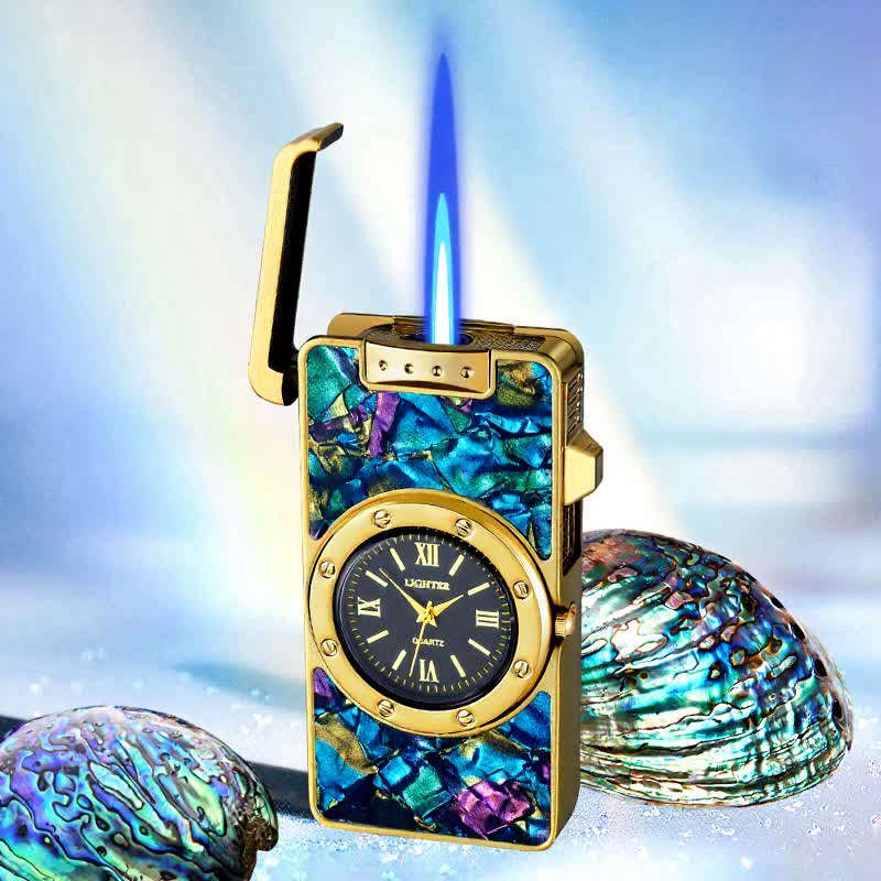 Time Flame Colorful Shells Butane Lighter With Clock - Deep-Sea - Bronze - image 21