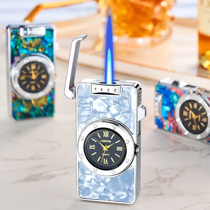 Time Flame Colorful Shells Butane Lighter With Clock - image 0