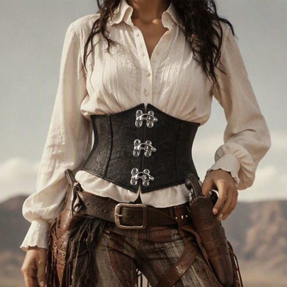 Women Gothic Vintage Short Waspie Corset Palace Tummy Control Waist Cincher Shaper - image 0
