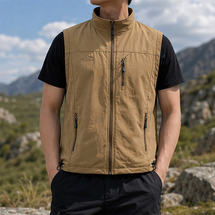 Men's Quick Dry Outdoor Utility Casual Waistcoat Vest - Khaki - 5XL - image 0