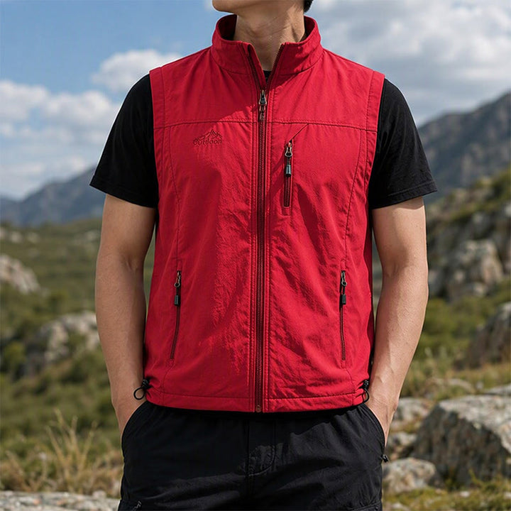 Men's 4-season Quick Dry Multi Zipper Pocket Lightweight Vest - Red - 5XL - image 6