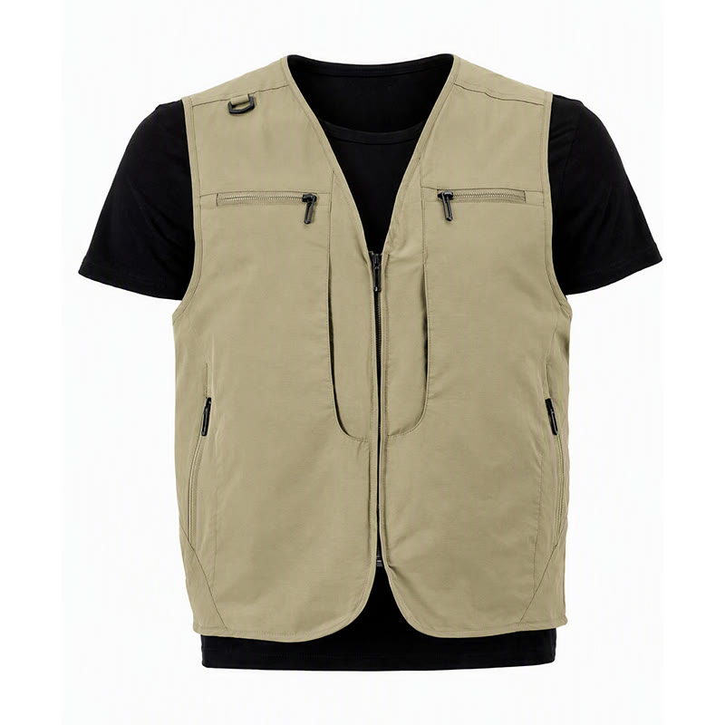 Men's Multi Zipper Pockets Outdoor Quick Dry Utility Waistcoat Vest - image 19