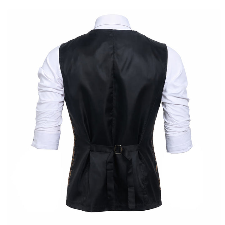 Men's Luxury Vintage Baroque Print Party Club Suit Vest - image 12