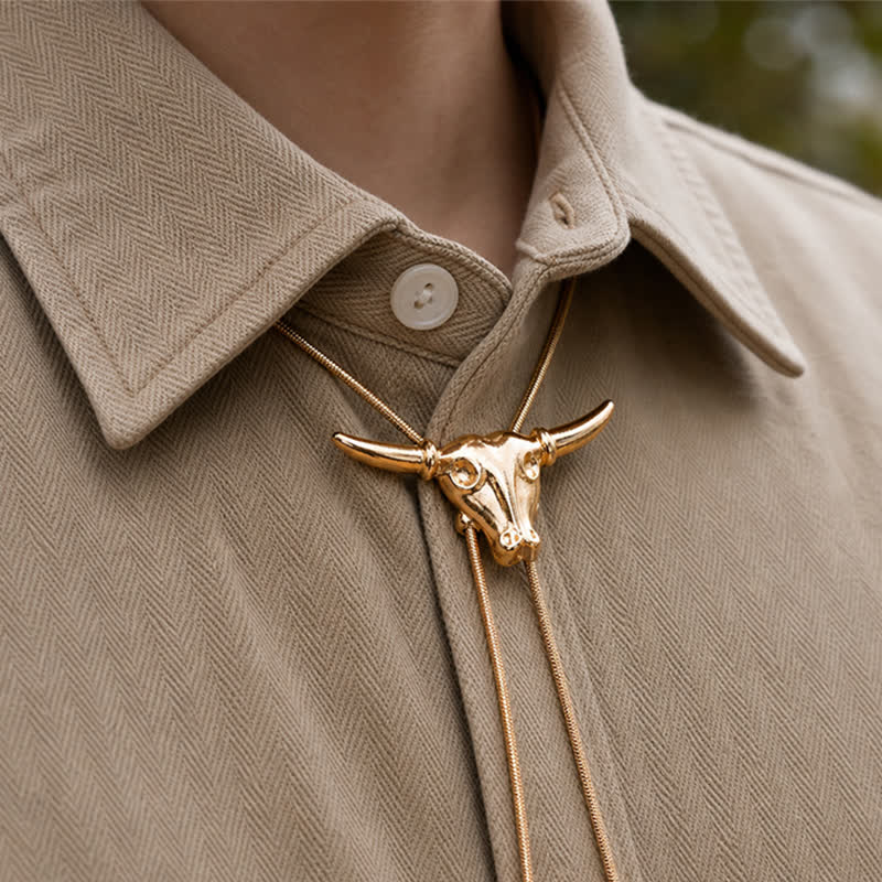 Taurus Lariat Longhorn Pull-Out Long Y-Shaped Bolo Necklace - image 1