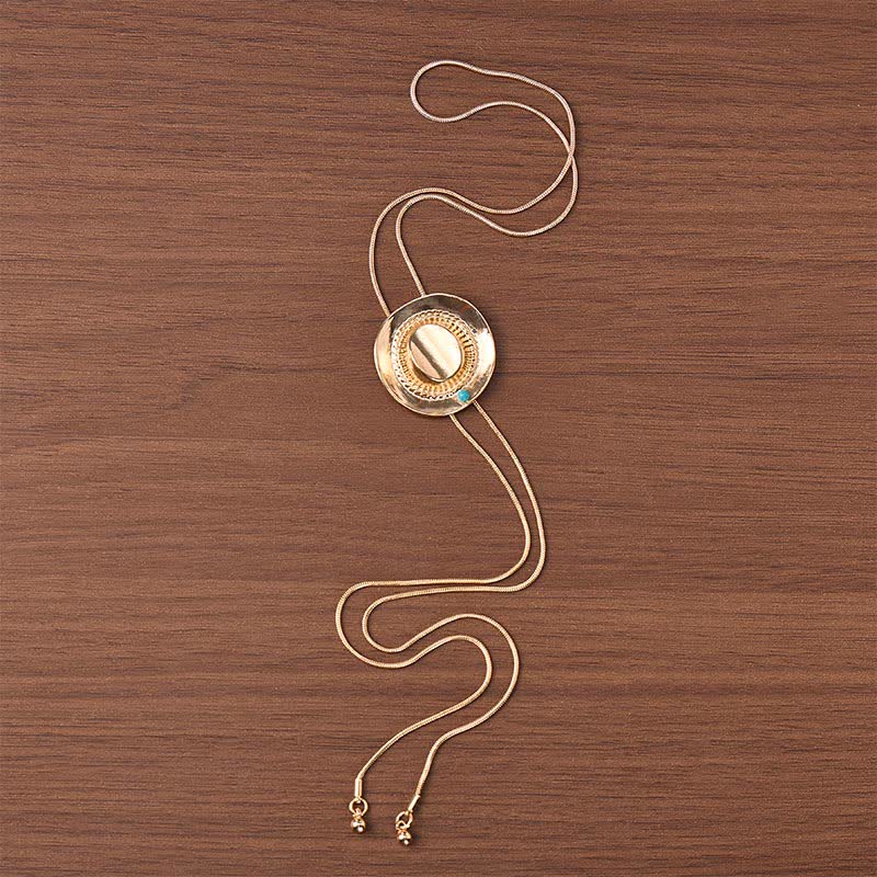 Sculpted Cowboy Hat With Turquoise Accent Y-Shaped Bolo Necklace - image 3