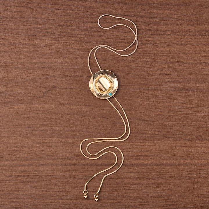 Sculpted Cowboy Hat With Turquoise Accent Y-Shaped Bolo Necklace - image 3