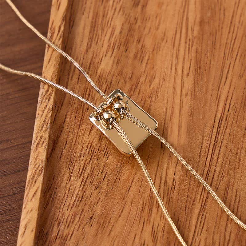Tiger Eye Slider Square Pendant Y-shaped Lariat Bolo Necklace - image 2