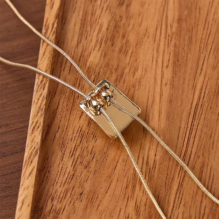 Tiger Eye Slider Square Pendant Y-shaped Lariat Bolo Necklace - image 2