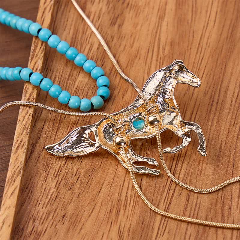 Wild Spirit Horse 2-Layer Beaded Y-Shaped Bolo Necklace - image 2