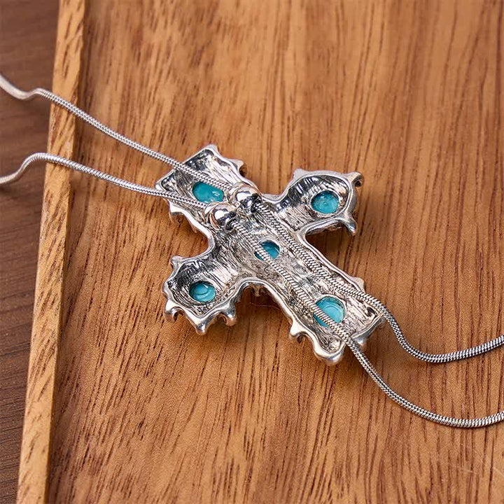 Five Blessings Cross Western Turquoise Cross Y-shaped Bolo Necklace - image 2