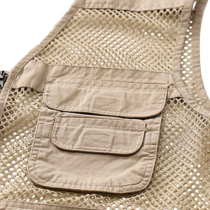 Men's Four Season Zipper Mesh Utility Pure Cotton Vest - image 7