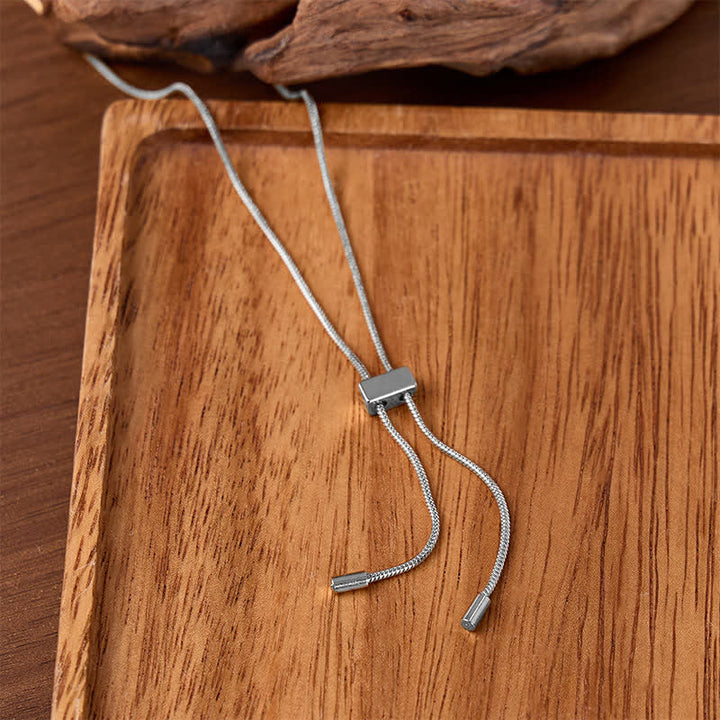 Minimalist Dainty Bar Adjustable Slider Bolo Necklace - Silver - image 4