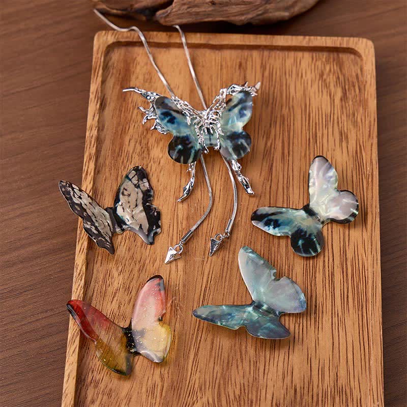 Interchangeable Butterfly Adjustable Slider Bolo Necklace With 6 Replaceable Wings - Silver - image 0