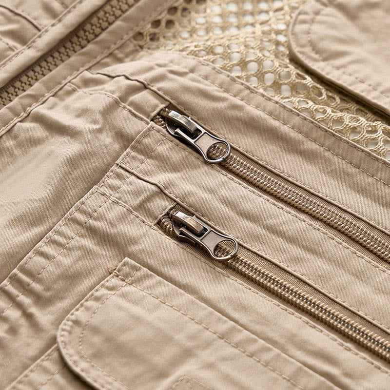 Men's Four Season Zipper Mesh Utility Pure Cotton Vest - image 6