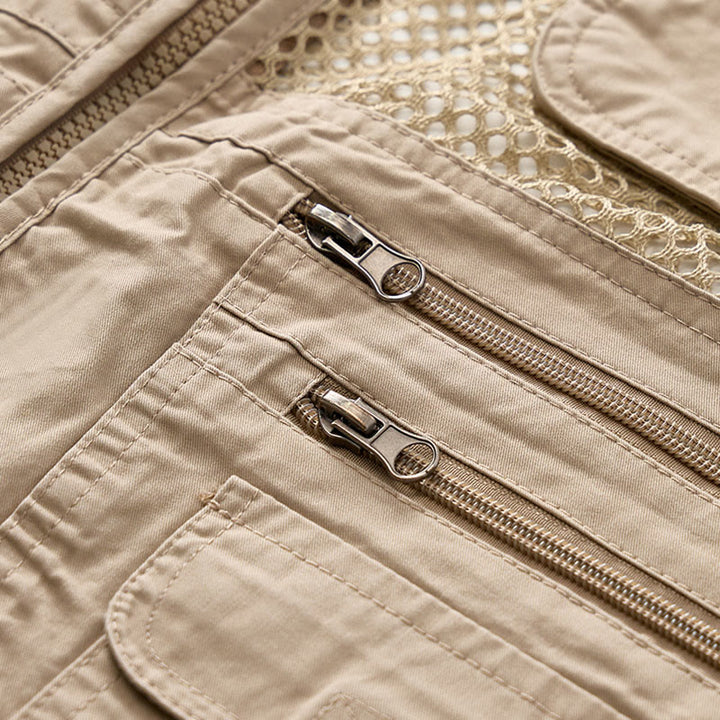 Men's Four Season Zipper Mesh Utility Pure Cotton Vest - image 6
