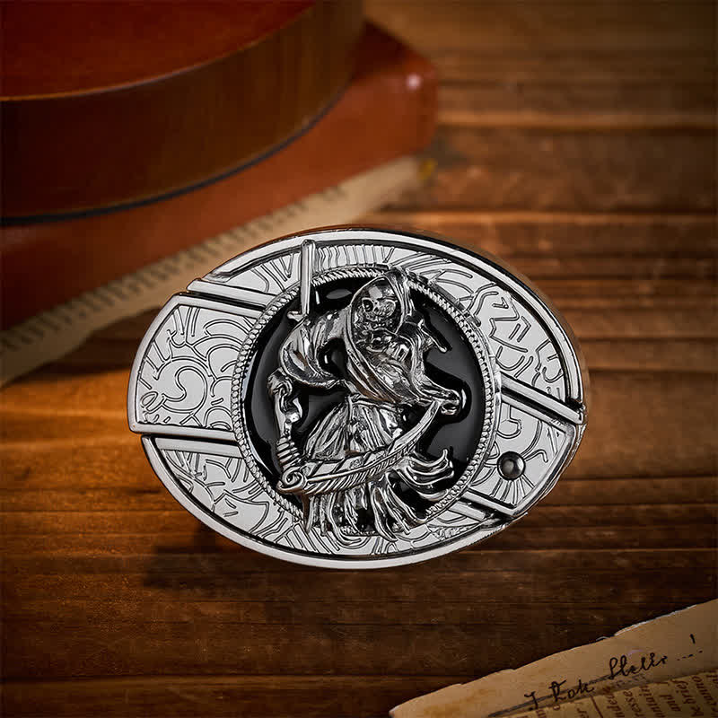Death Skeleton Warrior DIY Hidden Folding Knife Buckle Leather Belt - Skeleton Warrior - Without Belt - Not Included Belt - image 0