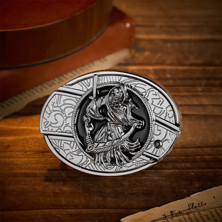 Death Skeleton Warrior DIY Hidden Folding Knife Buckle Leather Belt - Skeleton Warrior - Without Belt - Not Included Belt - image 0