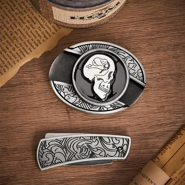 The Dream Of The Skull Surrealist Art DIY Hidden Folding Knife Buckle Leather Belt - image 10