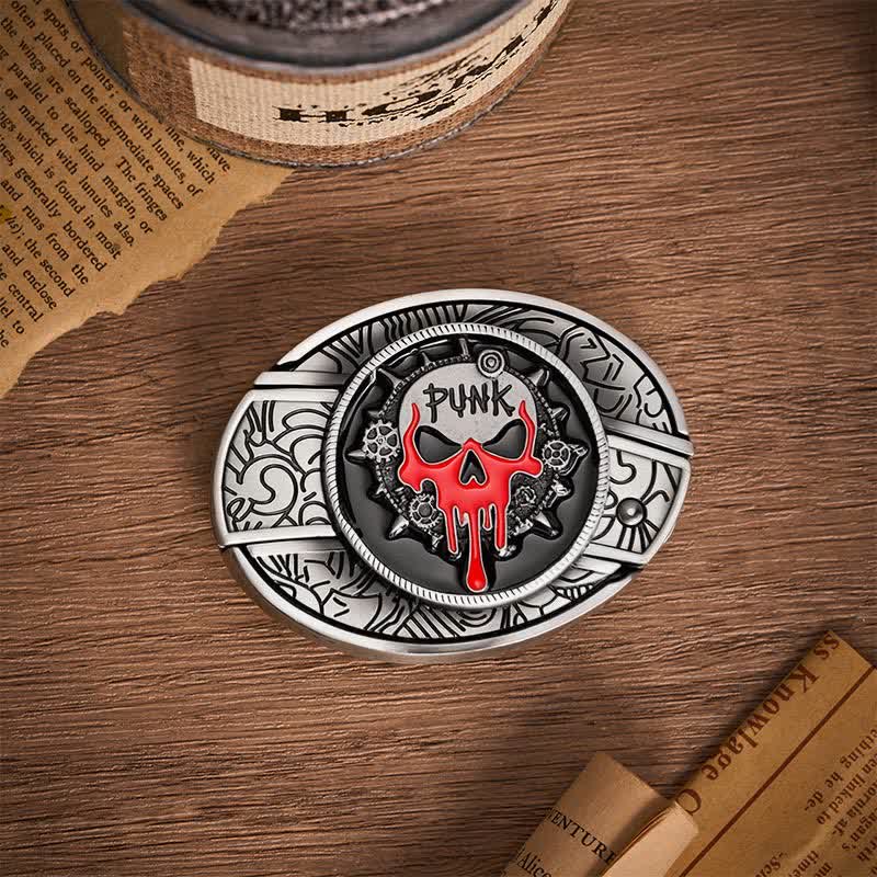 Blood Punk Skull DIY Hidden Folding Knife Buckle Leather Belt - image 9