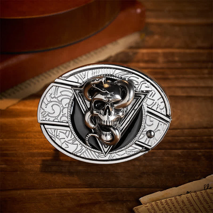 Triangle Demon Snake Skull DIY Hidden Folding Knife Buckle Leather Belt - Snake Skull - Without Belt - Not Included Belt - image 0