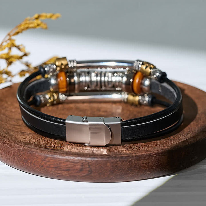 Punk Retro Hollow Alloy Bead Multi-strand Leather Bracelet - image 5