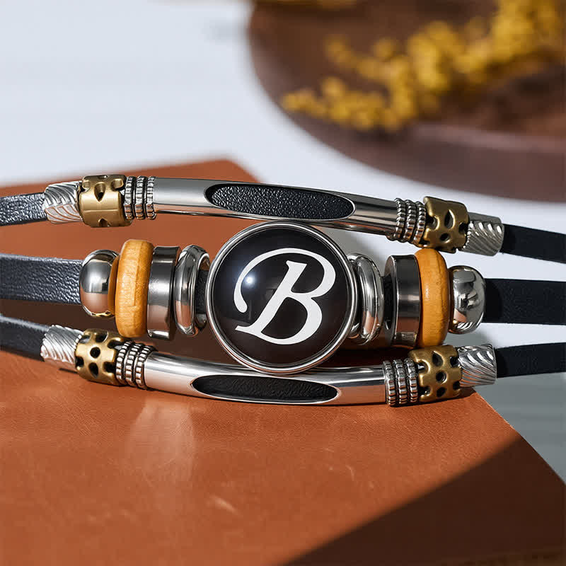 26 Initial Letter Time Gem Leather Bracelet - image 5