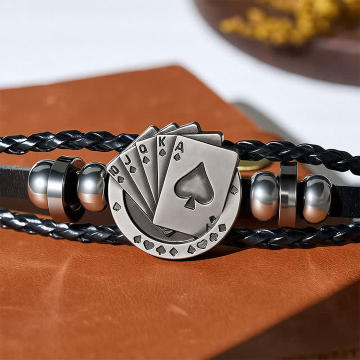 Royal Flush Poker Playing Cards Leather Bracelet - image 4