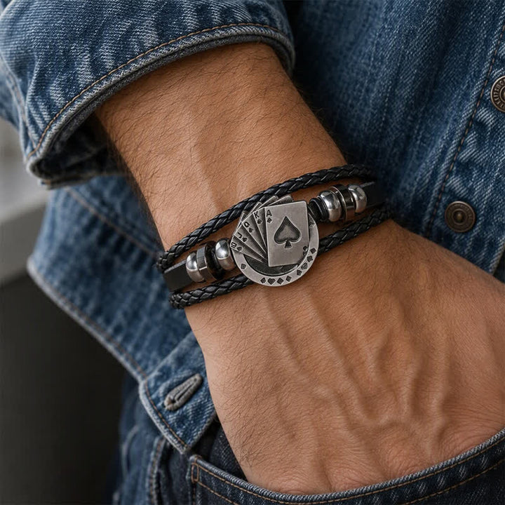 Royal Flush Poker Playing Cards Leather Bracelet - image 1