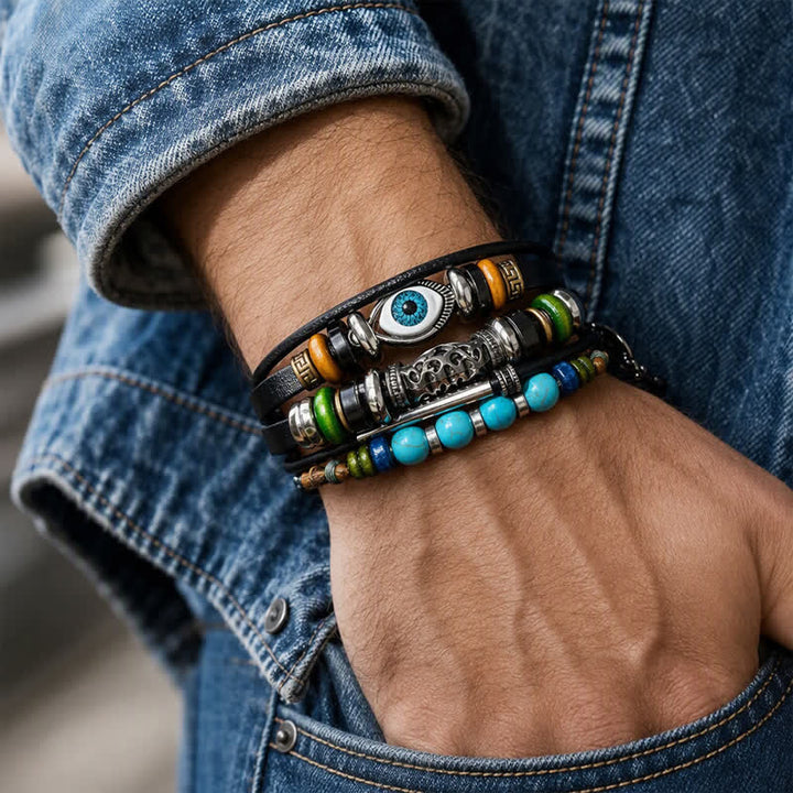 Bohemian Multi-layer Vintage Ethnic Stackable Leather Bracelet - image 4