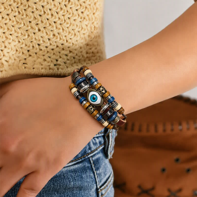 Bohemian Multi-layer Vintage Ethnic Stackable Leather Bracelet - image 8