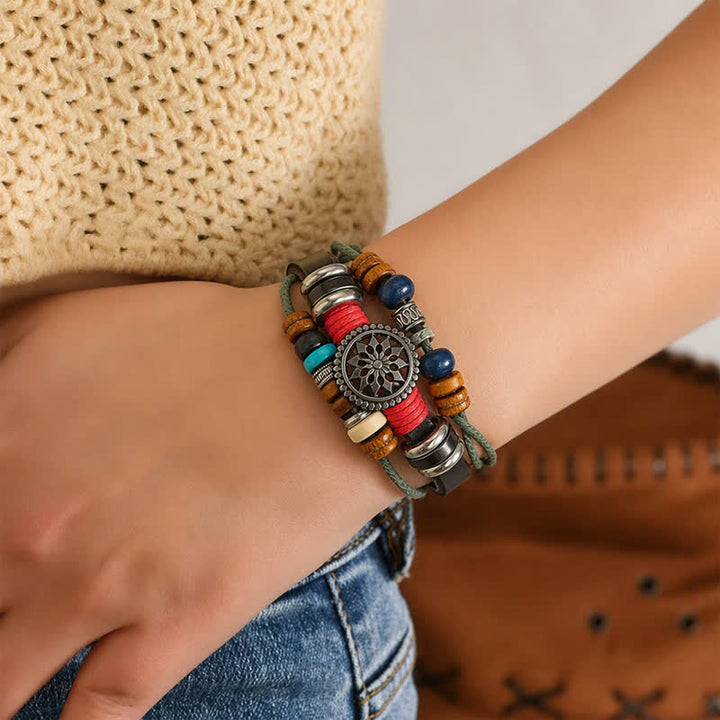 Bohemian Multi-layer Vintage Ethnic Stackable Leather Bracelet - image 2