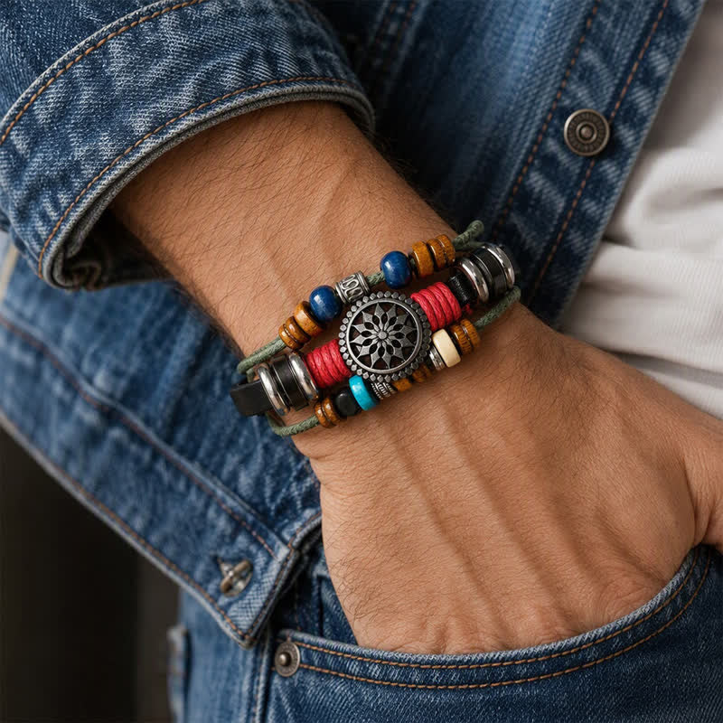 Bohemian Multi-layer Vintage Ethnic Stackable Leather Bracelet - image 1