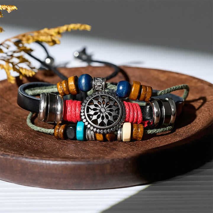 Bohemian Multi-layer Vintage Ethnic Stackable Leather Bracelet - Style#1 - image 0
