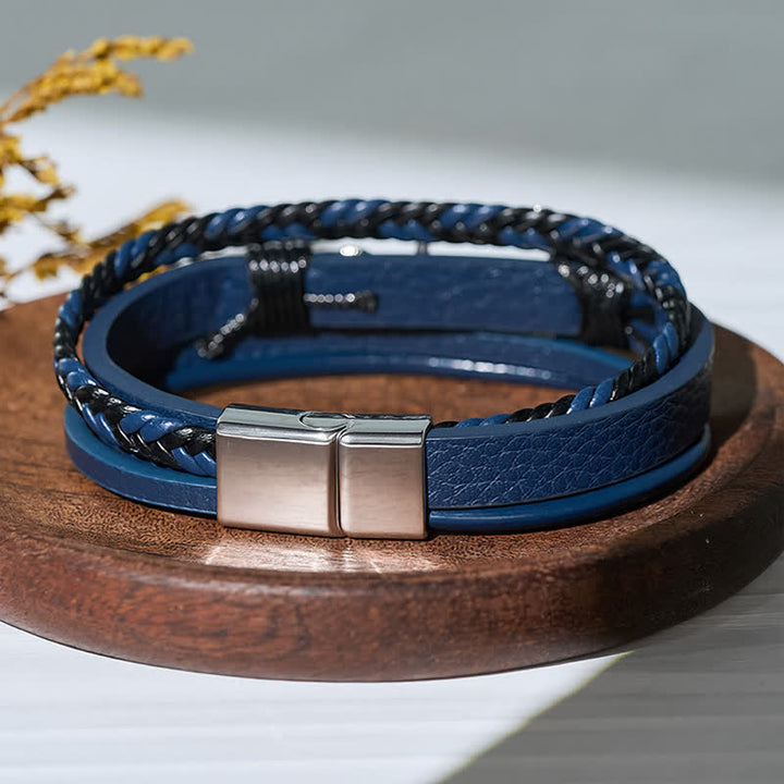 Nautical Anchor Adjustable Snap Button Leather Bracelet - image 5